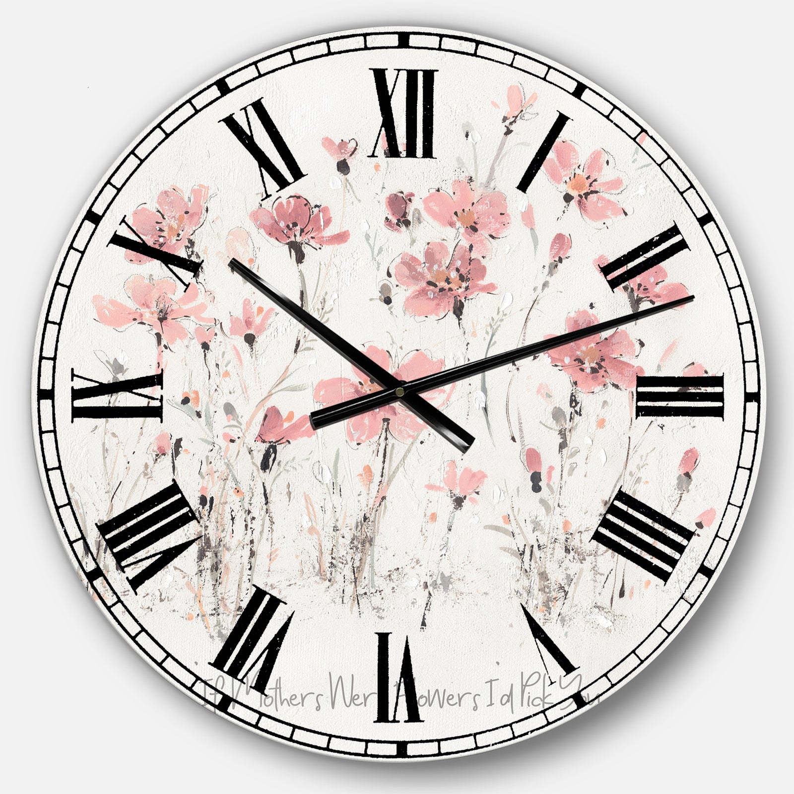 Wildflowers III  - Traditional Large Wall CLock