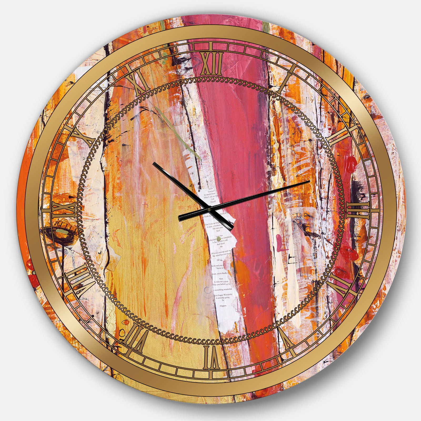 Orange Glam Natural Wood - Glam Large Wall CLock