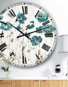 Fields of Turquoise Watercolor Flower II - Traditional Large Wall CLock