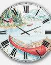 Lake House Canoes II - Lake House Large Wall CLock