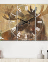 Into the Wild Gold Moose - Cottage 3 Panels Large Wall CLock