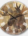 Into the Wild Gold Moose  - Farmhouse Large Wall CLock