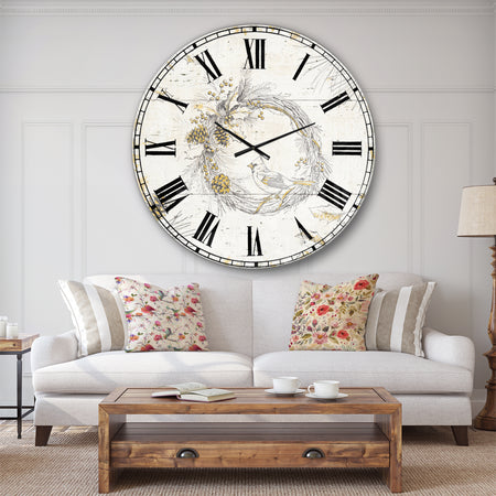 Gold Beautiful cardinals - Farmhouse Wall CLock