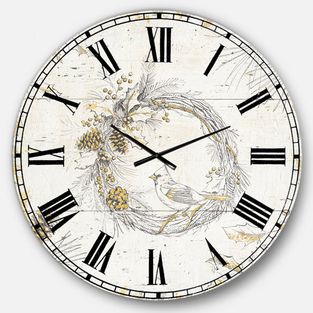 Gold Beautiful cardinals - Farmhouse Wall CLock