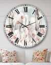 watercolors Pink Wild Horses  - Farmhouse Large Wall CLock