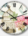 Vintage Floral Birdcage I - Traditional Large Wall CLock