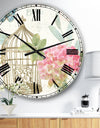 Vintage Floral Birdcage I - Traditional Large Wall CLock