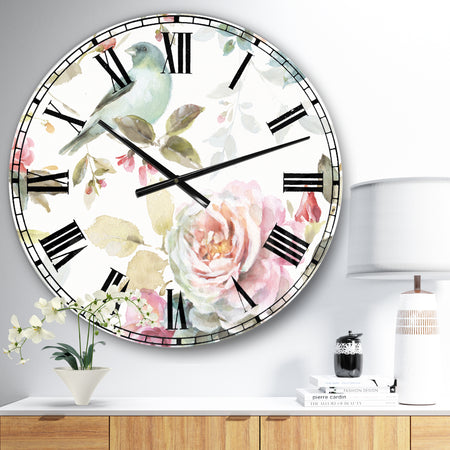 Beautiful Bird Romance II - Traditional Large Wall CLock