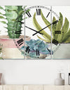 Mixed Green Element III - Cottage 3 Panels Large Wall CLock