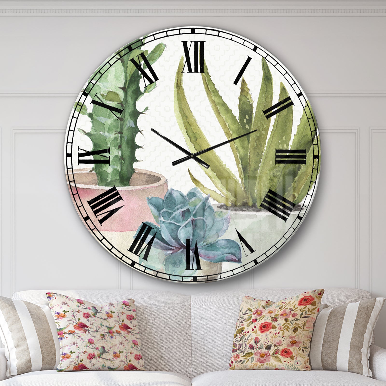 Mixed Green Element III - Cottage Oversized Wall CLock