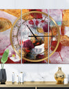 Abstract Watercolor with Red and Yellow - Glam 3 Panels Oversized Wall CLock