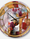 Abstract Watercolor with Red and Yellow - Glam Wall CLock