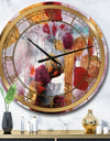 Abstract Watercolor with Red and Yellow - Glam Wall CLock