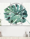 Mixed Botanical Green Leaves IV - Cottage 3 Panels Large Wall CLock