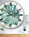 Mixed Botanical Green Leaves IV - Cottage Large Wall CLock