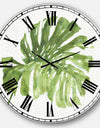 Mixed Botanical Green Leaves V - Cottage Large Wall CLock