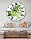 Mixed Botanical Green Leaves V - Cottage Large Wall CLock