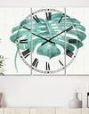 Mixed Botanical Green Leaves VI - Cottage 3 Panels Oversized Wall CLock