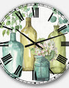 Mixed Botanical Green Leaves VIII - Cottage Oversized Wall CLock