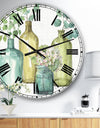 Mixed Botanical Green Leaves VIII - Cottage Oversized Wall CLock