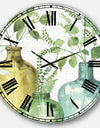 Mixed Botanical Green Leaves IX - Cottage Large Wall CLock