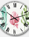 Mixed Botanical Green Leaves II - Farmhouse Large Wall CLock