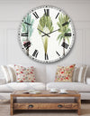 Mixed Botanical Greens palms II - Farmhouse Wall CLock