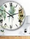 Mixed Botanical Greens palms I - Farmhouse Large Wall CLock