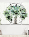 Mixed Botanical Greens palms III - Cottage 3 Panels Oversized Wall CLock