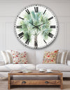 Mixed Botanical Greens palms III - Farmhouse Wall CLock