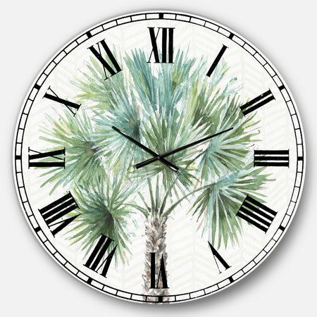 Mixed Botanical Greens palms III - Farmhouse Wall CLock