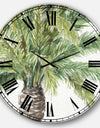 Mixed Botanical Greens palms V - Farmhouse Large Wall CLock