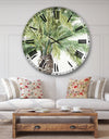 Mixed Botanical Greens palms V - Farmhouse Large Wall CLock