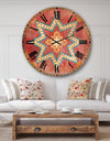 Moroccan Orange Tiles Collage I - Bohemian Chic Large Wall CLock