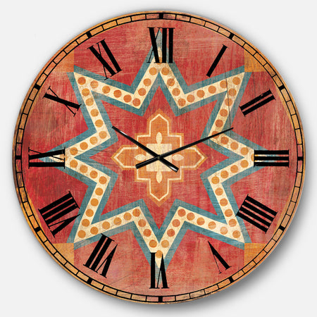 Moroccan Orange Tiles Collage I - Bohemian Chic Large Wall CLock