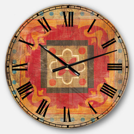 Moroccan Orange Tiles Collage II - Bohemian Chic Large Wall CLock