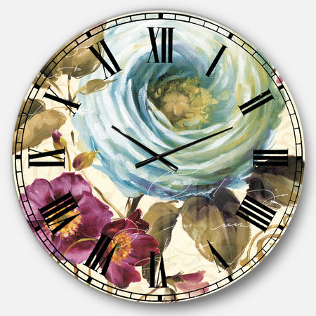 Victorias Cream Flower - Traditional Large Wall CLock