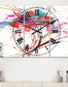 Abstract Red Flowers - Cottage 3 Panels Oversized Wall CLock