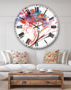 Abstract Red Flowers - Traditional Large Wall CLock