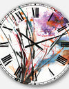 Abstract Purple and Blue Flowers - Traditional Large Wall CLock