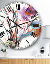 Abstract Purple and Blue Flowers - Traditional Large Wall CLock