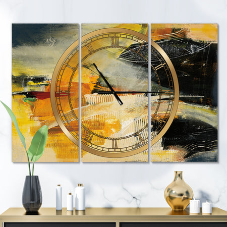 End of the Orange Rainbow II - Glam 3 Panels Oversized Wall CLock