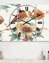 Farmhouse Bird on Flower Branch - Cottage 3 Panels Oversized Wall CLock