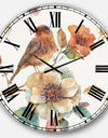 Farmhouse Bird on Flower Branch - Traditional Large Wall CLock