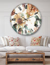 Orange and Cream Cottage Flowers Twig - Traditional Large Wall CLock