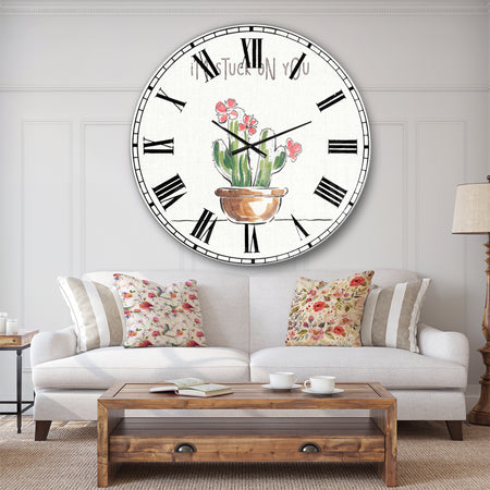 Desert Botanical Bloom II - Cabin & Lodge Large Wall CLock
