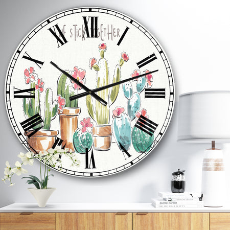 Desert Botanical Bloom III - Cabin & Lodge Oversized Wall CLock