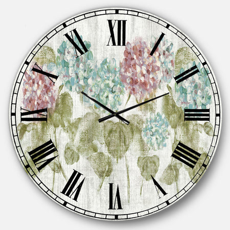 Red and Blue Vibrant Hydrangea Flowers - Cabin & Lodge Oversized Wall CLock