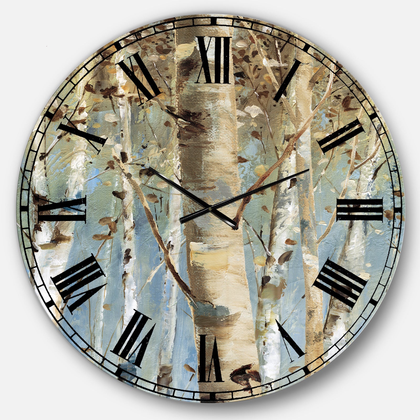 White Birch Forest II - Modern Farmhouse Oversized Wall CLock