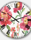 Red Spring flowers and Butterfly - Cabin & Lodge Large Wall CLock